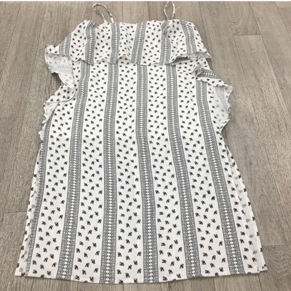 Lira Black & White Striped Flutter Ruffle Summer Dress